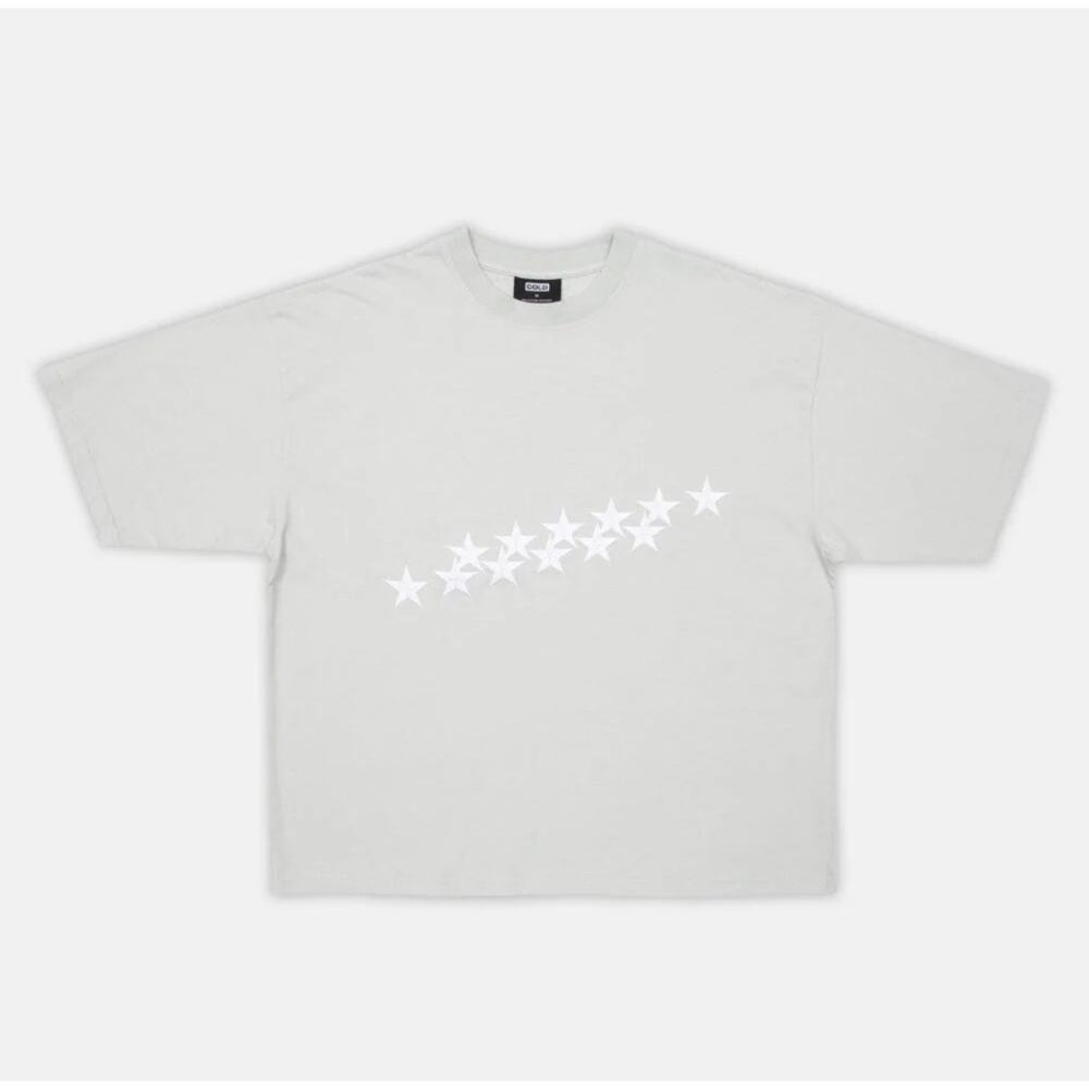 Cold Culture Unisex Oversized stars Tee Pale Gray Small Brand New